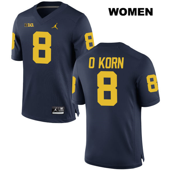 Women's NCAA Michigan Wolverines John O'Korn #8 Navy Jordan Brand Authentic Stitched Football College Jersey SN25G76XN